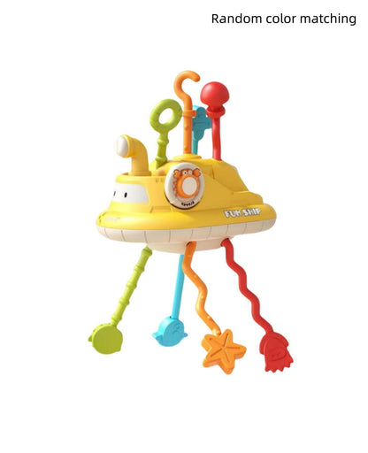 1-3Year Babies Random color matching  Sensory Montessori Toys Silicone Pull String Toy for 0 12 Months Teething Small boat desig