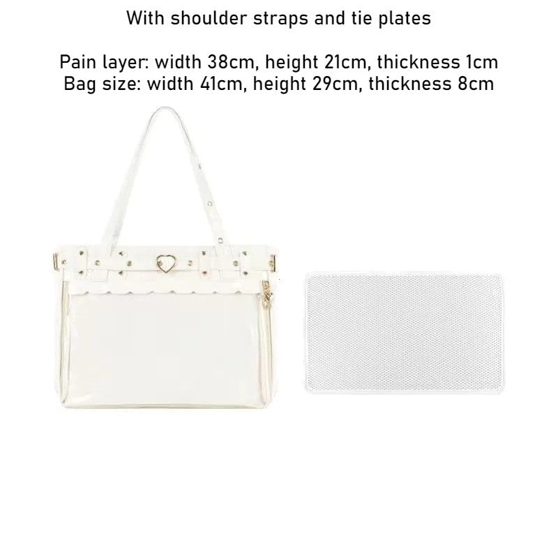 New Original Spicy Girl Cool Ita Bag Large Capacity Transparent Pain Layer Crossbody Bag Love Chain Ulzzang Shoulder Bag Handbag