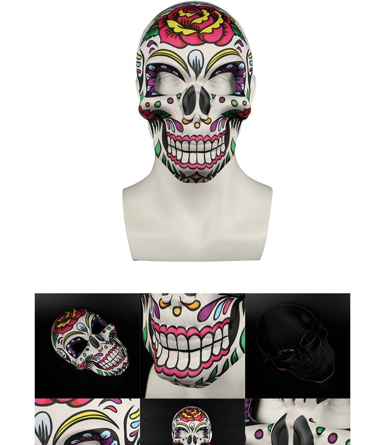 2023 Masks Mexican Day of The Dead Skull Mask Cosplay Halloween Skeletons Print Masks Dress Up Purim Party Costume Prop