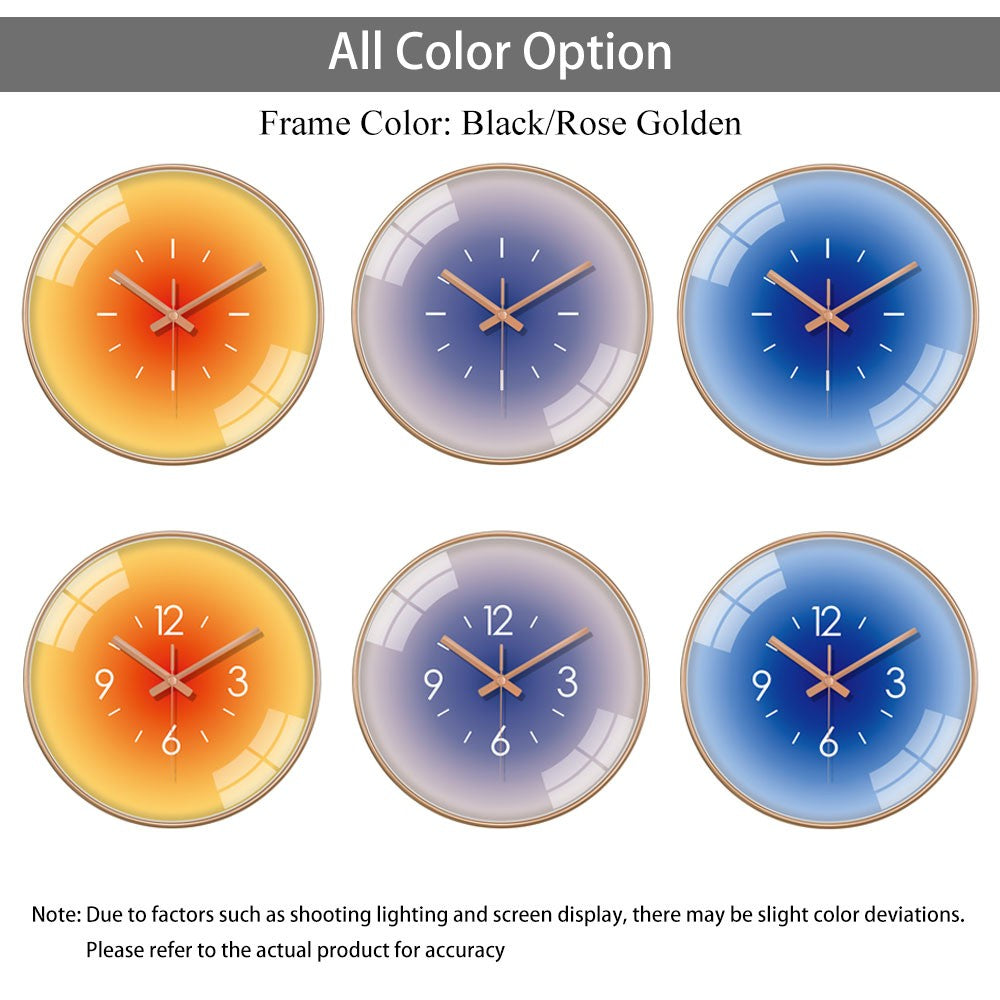 10 Inch Nordic Sunset Wall Clock Fashion Luxury Living Room Non Ticking Creative Fashion Decoration Silent Simple Glass Clock