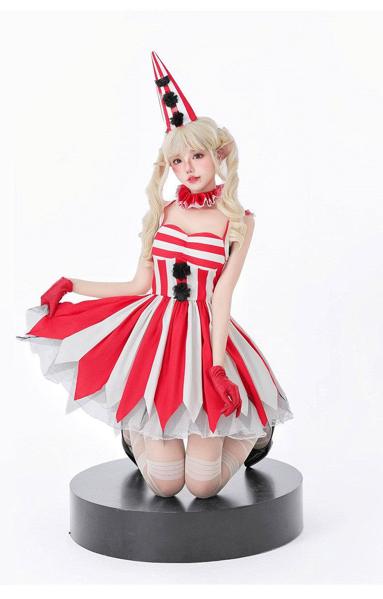 Halloween Cosplay Dress Red Horror Circus Soul Return Doll Costume Gothic Spooky Ladies Fancy Outfit for Party Role Play Dress