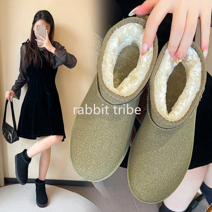 Outdoors Thickened Anti slip Cotton Shoes for Women's 2023 Winter New Warm Short Boots Women Thick Sole Snow Boots