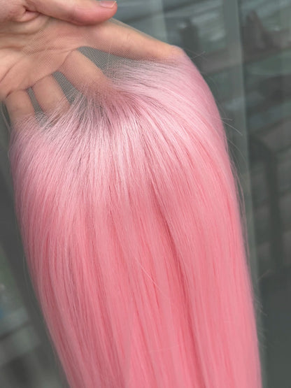 Light Pink Wig for Women 13x4 Lace Front Wig 26inch Long Straight Synthetic Wigs Soft Natural Heat-resistant Fiber Cosplay Wig