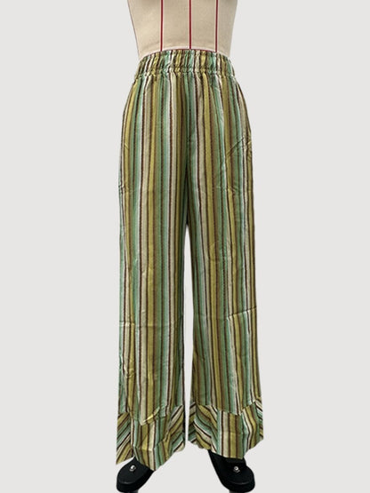 Fashion Printed Striped Wide-leg Long Pants Women's New Spring Autumn Loose Casual High-waisted Slimming Beach Long Pants Female