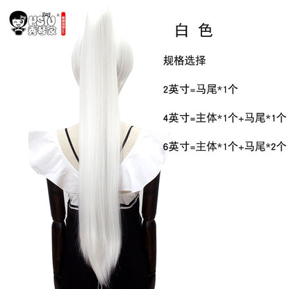 HSIU 80Cm Long Staight Ponytail Clip Cosplay Wig high temperature fiber Synthetic Wigs Anime Party Ponytail Party wigs 14 color
