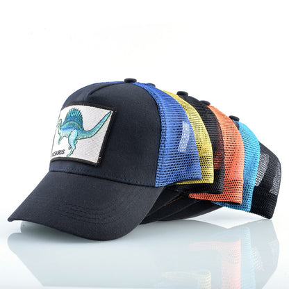 Men's Summer Baseball Cap Women Streetwear Trucker Caps With Spinosaurus Patch Snapback Hip Hop Drack Bones Adjustable Viosr Hat