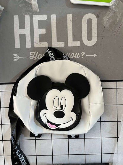 2023 New Children's Bag  Disney Donald Duck Mickey Mouse Cartoon Print Kids' Backpack Nylon Skin Contrasting Colors Schoolbags