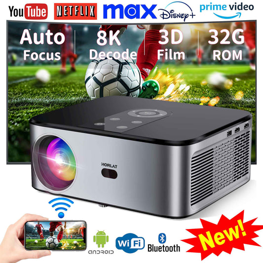 HORLAT T3N 35000Lumens Android 12 4K Beamer Projector Full HD 1080P 8K Video Audio Home Theater Auto Focus Keystone 5G Dual WiFi