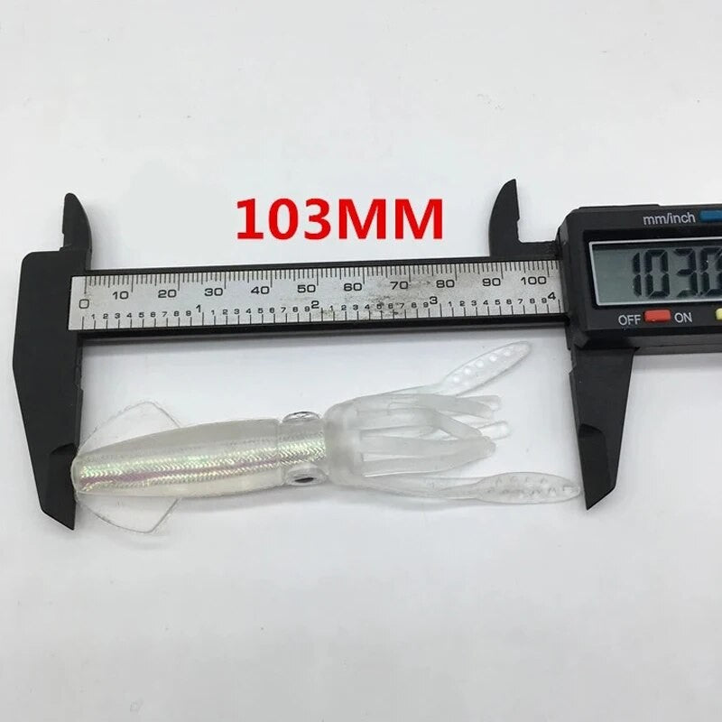 BURLE Luminous Soft Lures Mix Polvo Oleado Saias Macias Lulas Iscas Artificiais Lula Artificial Jig Iscas de Pesca Personalizadas