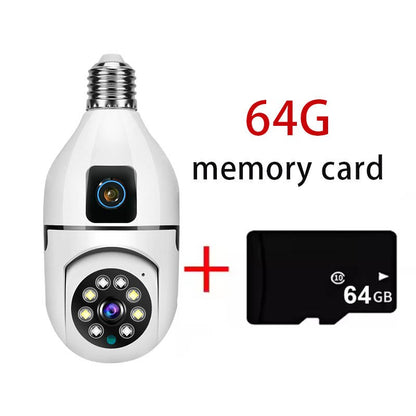 8MP WiFi IP Camera E27 Bulb Dual Lens Wireless Cam Baby Monitor Two-way Audio AI Human Tracking Smart Home Surveillance Camera