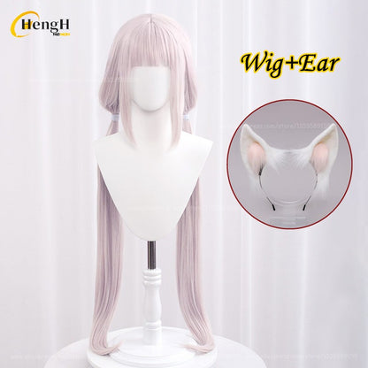Em estoque Anime Vanilla Chocolat Chocola Cabelo Sintético Longo 100cm Perucas Cosplay Com Orelha Perucas de Festa Resistentes ao Calor + Touca de Peruca