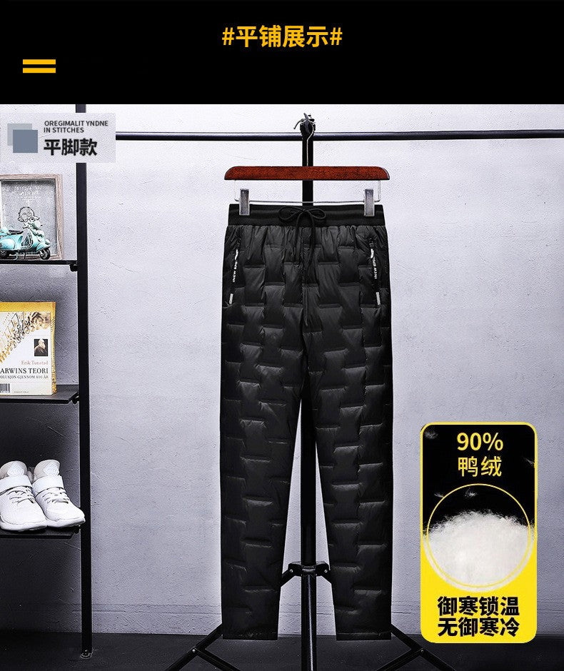 Calças Masculinas Plus Size L-8GG Patos Pena de Ganso Inverno À Prova de Vento Térmicas Calças Grossas de Inverno para Homens pantalones hombre PT-586