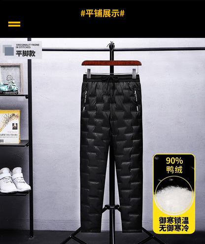 Calças Masculinas Plus Size L-8GG Patos Pena de Ganso Inverno À Prova de Vento Térmicas Calças Grossas de Inverno para Homens pantalones hombre PT-586