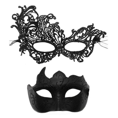 2PCS/set Couple Masks Lace Women Mask Men Painted Half Face Mask Eye Mask Set Party Masquerade Wedding Decoration Costume Prom