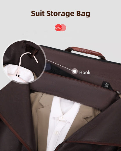 Vintage Suit Travel Bag with Large Capacity Waterproof PU Fabric Independent Shoe Case for Business Trip Suit Protection Bag