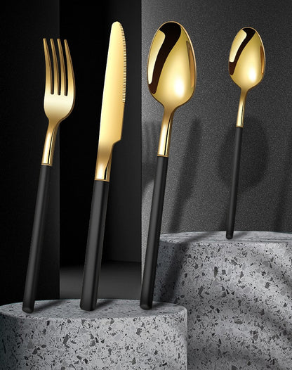 Cutlery set Thickening and widening high-grade 304 stainless steel tableware Knight knife fork spoon tableware set dinnerware