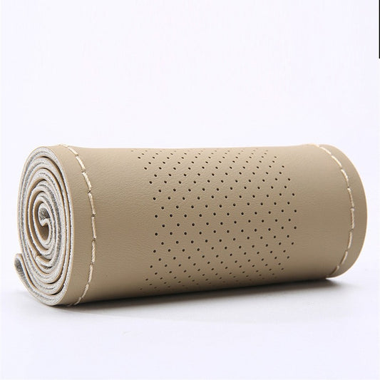 Real Cowhide Hand Stitched Steering Wheel Cover Four Seasons Universal Car Accessories Car Anti-Slip Leather Protective Cover