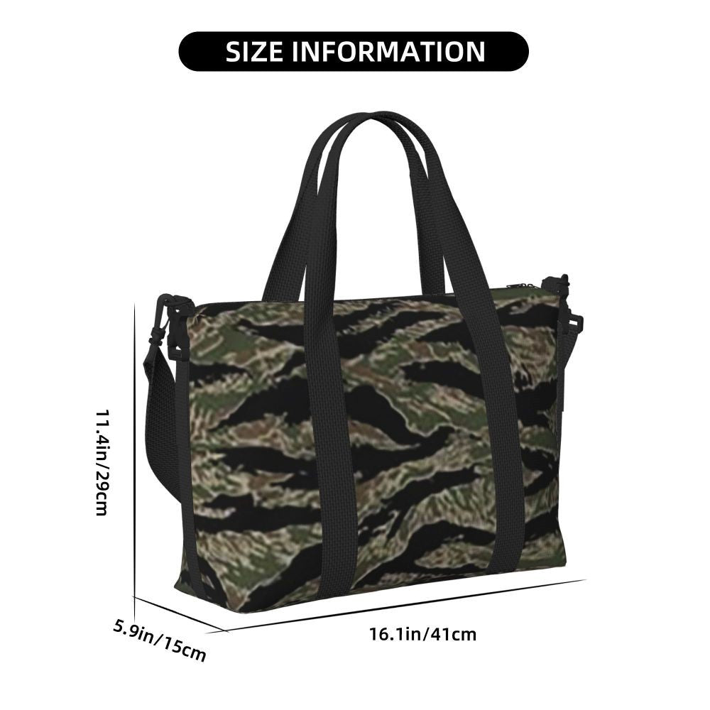 Tiger Stripe Camouflage Military Camo Beach Travel Bag Large Capacity Tote Bags for Gym Yoga Women Shopping Duffle Shoulder Bag