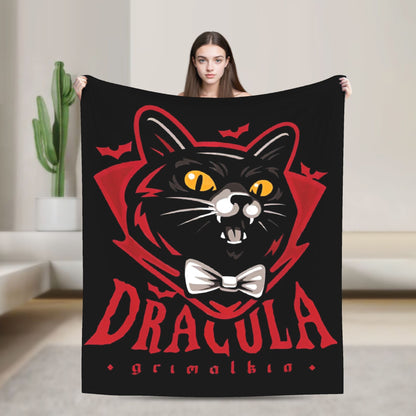 Funny Vampurr Vampire Cat Bites Again Flannel Blankets Halloween Awesome Throw Blanket for Quilt 200x150cm Soft