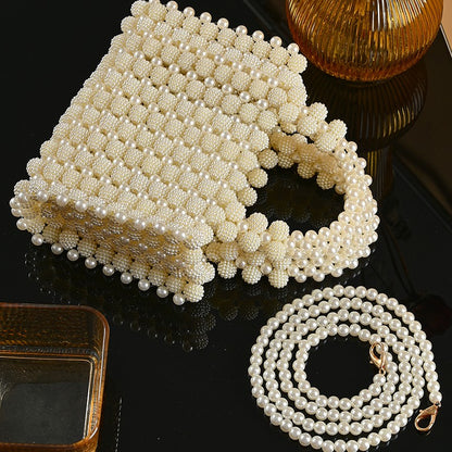 New high-end handcrafted beaded pearl evening bag elegant women's handbag fashionable and stylish one-shoulder bag for sociali