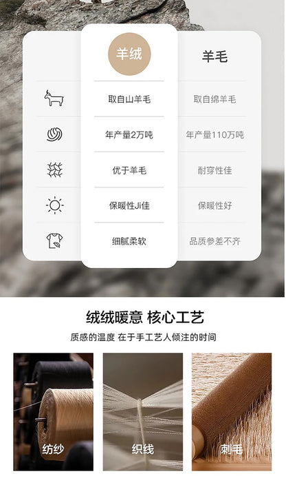 Autumn Winter 100% Cashmere Hat Double Layer Thickened Reversible Cold-Proof Unisex Knitted Wool Hat Versatile Ear Protection