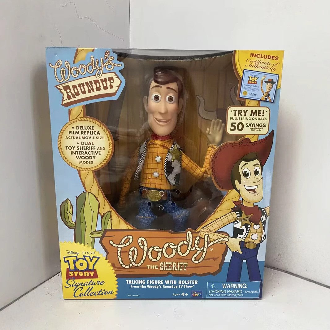 Em estoque Disney Pixar Toy Story Woody Bonecos de Ação Filme em Inglês Som Personagem Boneco de Pano Cowboy Presente de Aniversário Para Crianças