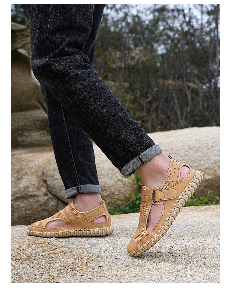 Summer Men Sandals Genuine Leather Mens Casual Shoes Outdoor Men Leather Sandals for Men Beach Shoes Roman mens Shoes