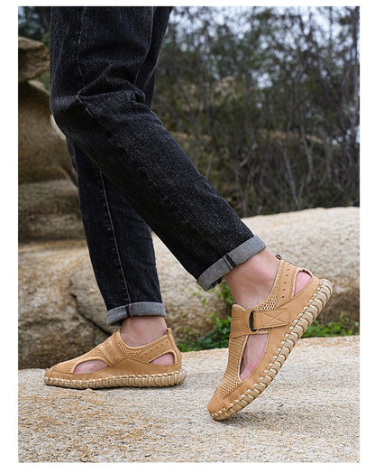 Summer Men Sandals Genuine Leather Mens Casual Shoes Outdoor Men Leather Sandals for Men Beach Shoes Roman mens Shoes