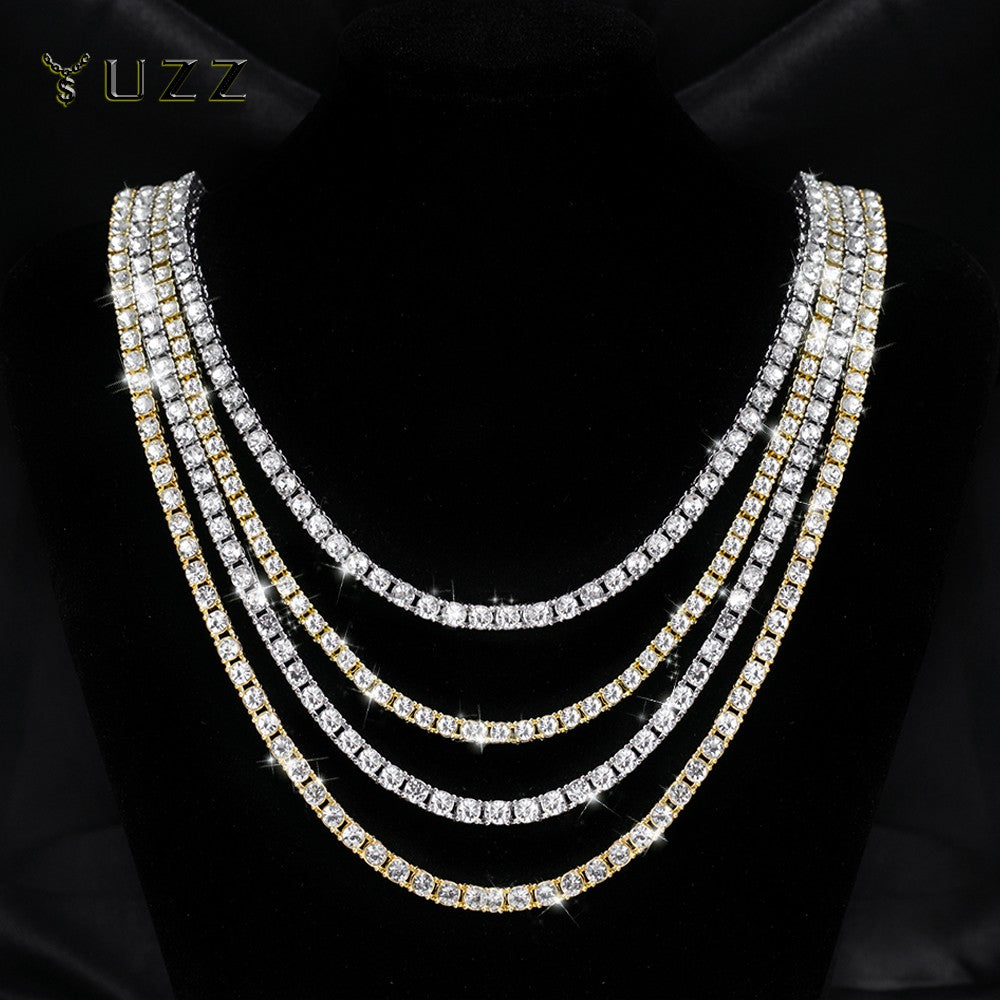 Corrente de Tênis Hip Hop 5MM, Pulseira e Colar Iced Out, Masculino, Moda Prata, Correntes de Tênis, Feminino, Gargantilha 20 polegadas, Presente Punk