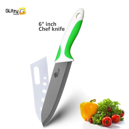 Faca de Cozinha Chef Inoxidável Faca de Cerâmica para Frutas Faca Utilitária Doméstica para Fatiar Legumes Lâminas Pretas Afiadas para Cozinhar
