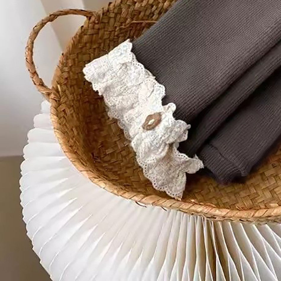 Girls Fleece Lined Leggings Children Fashion Lace Trim Slim Fit Thermal Pants Kids Winter Warm Outwear Casual Clothes