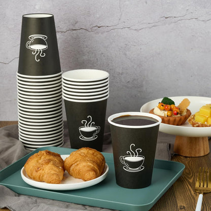 360 Pack 8 oz Paper Coffee Cups, Disposable Black Paper Cups for Hot Beverage, Drinking Water, Used for Cafes, Offices a