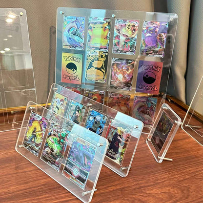 Expositor de acrílico transparente de 1-12 compartimentos Protetor à prova de poeira Porta-retratos para cartas TCG de Pokémon NARUTO One Piece