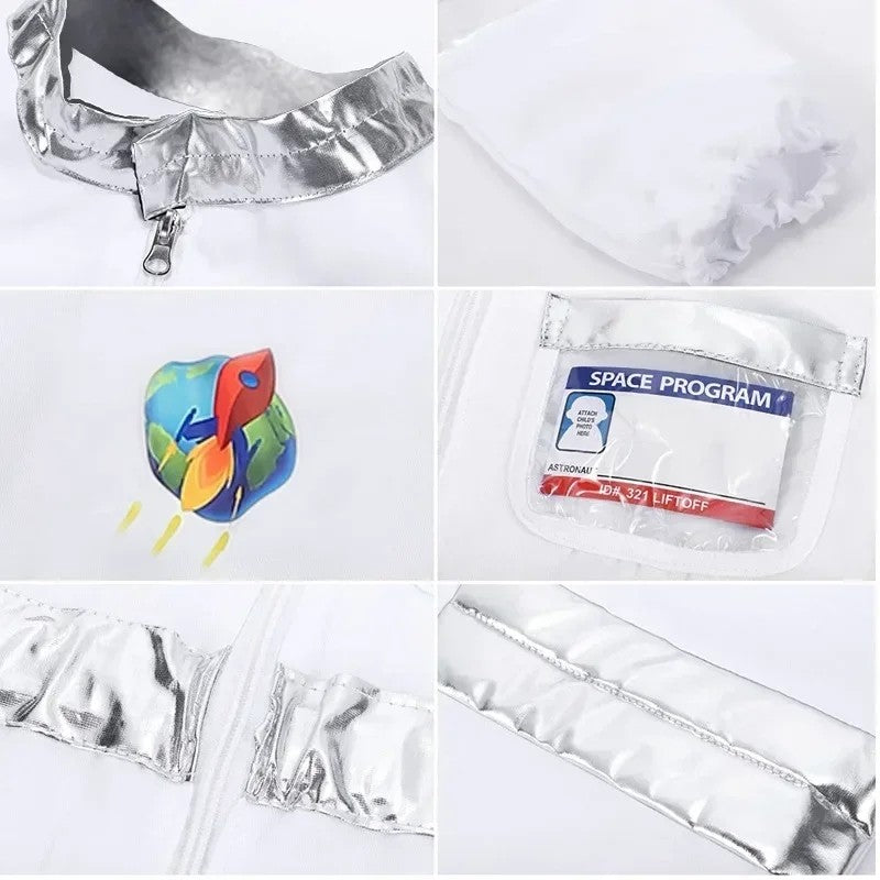 Halloween Astronaut Cosplay Costume Kids Boy Girl Jumpsuit Cartoon Space Party Spaceman Outfit White Spacesuit Bodysuit Clothing