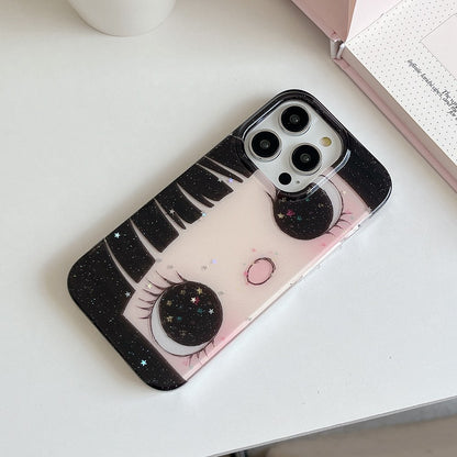 Cartoon Anime Shinning Eyes Cute Phone Case for IPhone 17 16 15 14 13 Pro Max Girl Glittering Big Eyes Back Phone Cover Capa