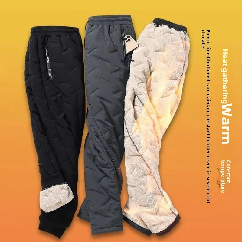 Ladies Thickened Cotton Pants Winter Outdoor Wear Lamb Velvet Fleece Lined Loose Casual Warm Slimming Snow Pants