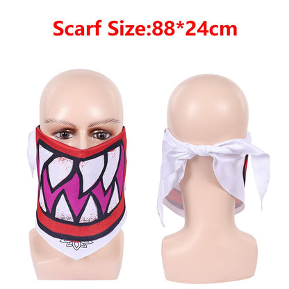 Bowser Jr Cosplay Scarf Mask Bracelet Collar Movie Bros Costume Accessories Prop for Adult Men Fantasy OutfitHalloween Carnival
