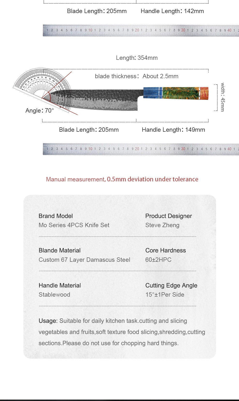 1-4 PCS Kitchen Knife set VG10 Damascus Steel Japanese chef Knife Santoku Knife Nakiri Knife kiritsuke knife Stable wood Handle