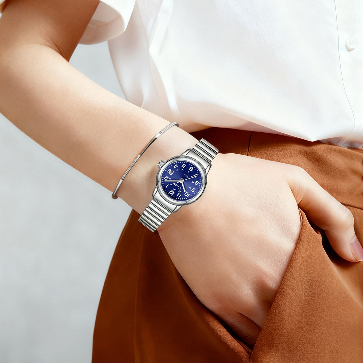 LIGE Sunkta Fashion Luxury Woman Watch Elegant Classic Simple Waterproof Calendar Stainless Belt Women's Wristwatch  Ladies Gift