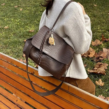 Crocodile Pattern Crossbody Bag For Women Black Shoulder Bag Brand Designer Women Bags Luxury PU Leather Flap Messenger Handbag