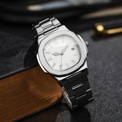 Fashion Square Men Business Watches Stainless Steel Strap Calendar Quartz Wristwatch Mens Clock Reloj Hombre?Without Box?