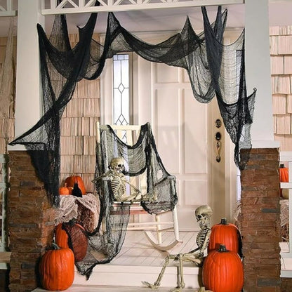 Halloween Gauze Fabric Black Chunky Gauz Fabric Haunted House Diy Decorative Gauze Horror Party Scene Props Halloween Decoration