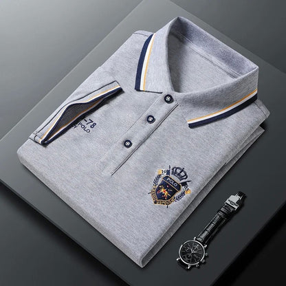 summer Men's Casual Embroidery Short Sleeve Polo Shirt New Fashion Solid Color Top