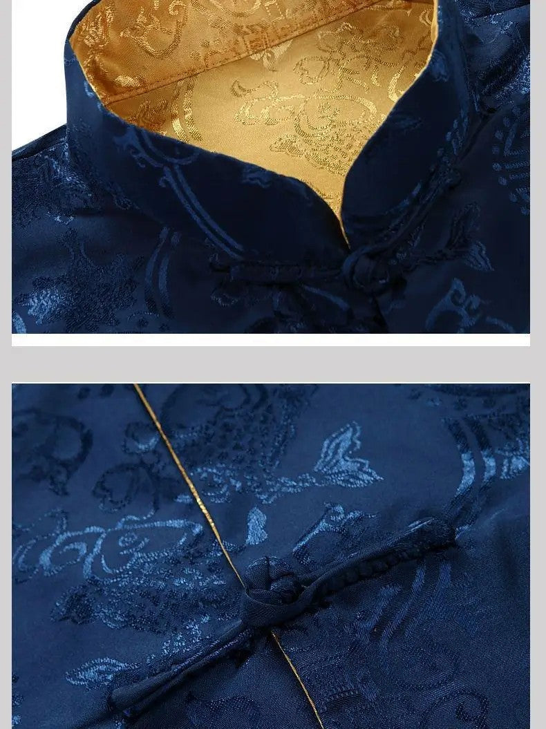 Spring Autumn Double-Sided Wearable Vintage Blazer Jacket Men's Casual Chinese Style Middle-Aged And Elderly Fashion Outerwear