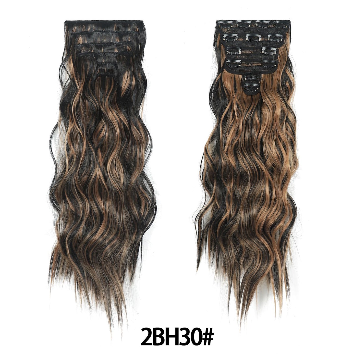 Jeedou 185g Thick Soft Hairpieces Clip in Hair Extensions 6PCS Water Wavy Long 24Inch Synthetic Hair for Women Party Daily Use