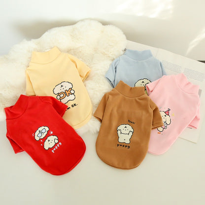 Moletom de Pelúcia Outono/Inverno para Cachorros, Casaco Básico Quente para Cães com Desenho Animado, Pelúcia Alemã Dupla Face Espessa Gola Alta para Pets