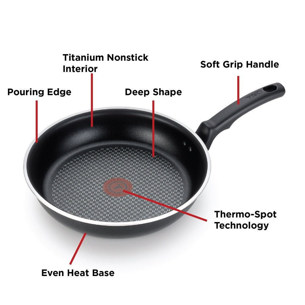 Comfort Titanium Nonstick Fry Pan 12 Inch Ergonomic Handle Durable Reinforced Interior Oven Safe Dishwasher Safe Heat Indicator