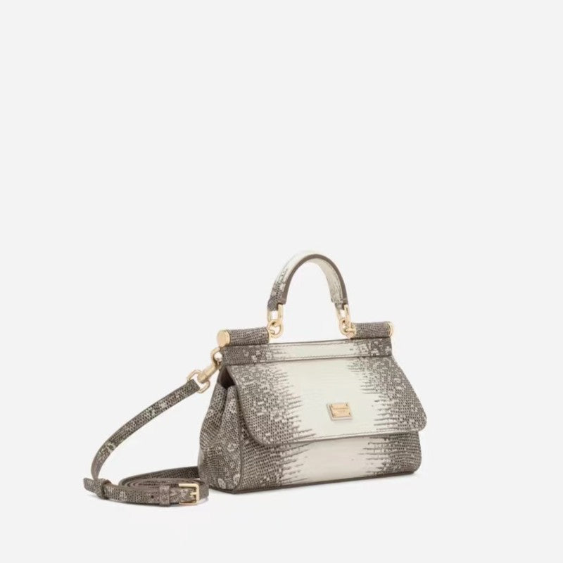 Small Sicily Handbag Women Luxury Brands Classic Fancy Great Lizard Shoulder Bag High Quality Foldover Top Exquisite Cross Bag