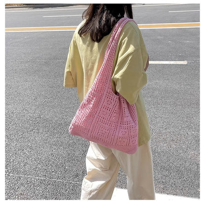 Bohemian Crochet Tote Bag for Women Handwoven Macrame Shoulder Bag with Hollow Knit Design Elegant Christmas Gift for Her, Beach