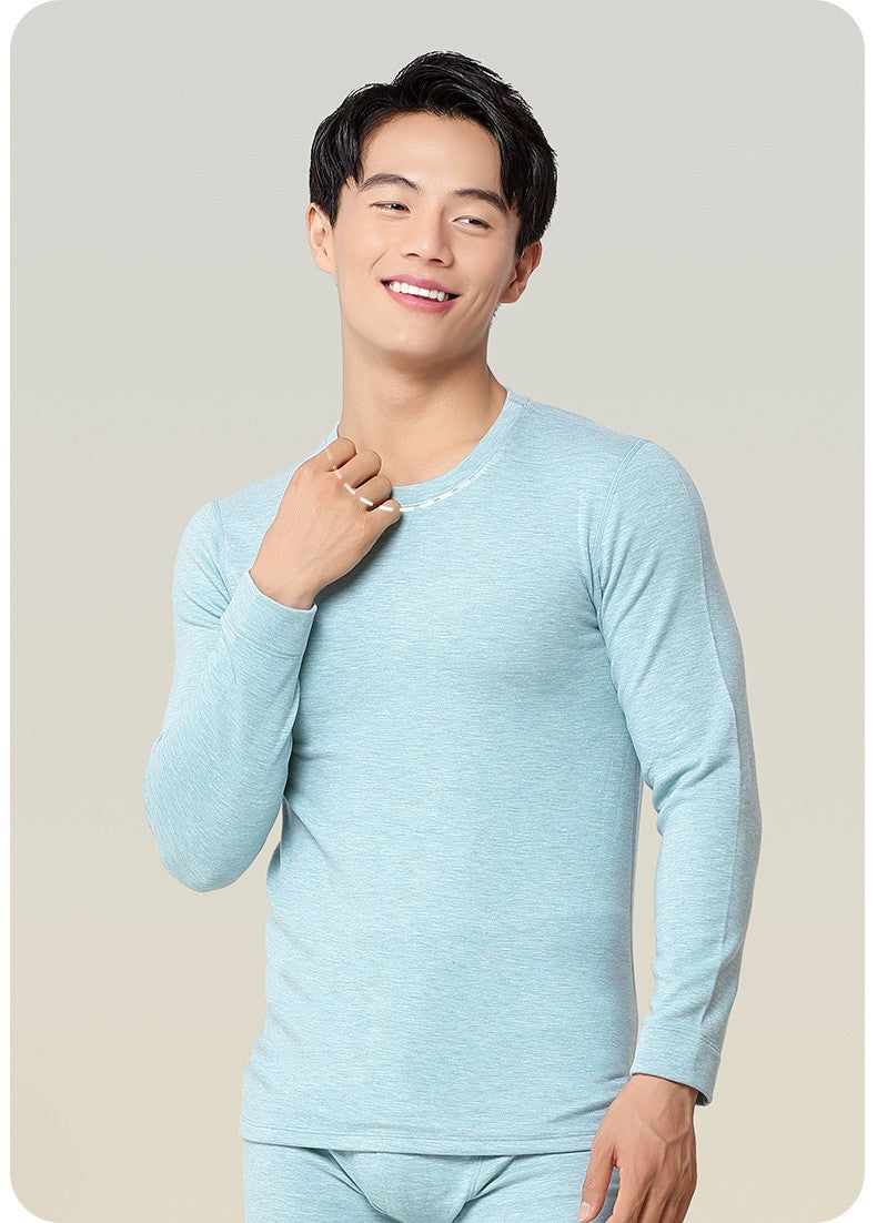 6760 Autumn Winter Keep Warm Slim Underwear Tops Pants For Men Good Quality Mulberry Silk Fleece Thicken Simple Male Sets Gift